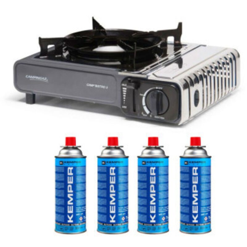 Pack Campingaz Barbecue Bistro 3 2200W + kemper 4x Cartouches de Gaz Butane 227Gr Camping
