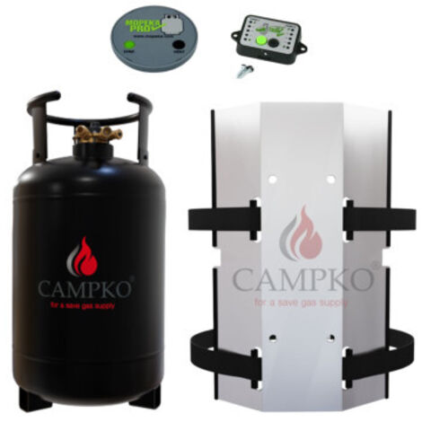 PACK CAMPKO Bouteille GPL 30L Rechargeable Bleutooth + Support mural Afficheur et Jauge Camping Car