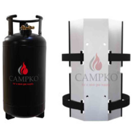 Pack CAMPKO Bouteille Gpl 36 L / 15.1 Kg + Support mural avec sangles pour Bouteille de Gaz Camping Car