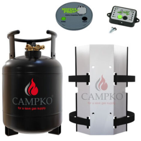 PACK CAMPKO Bouteille GPL Bluetooth Réservoir 15L + Support mural + Afficheur et Jauge Camping Car