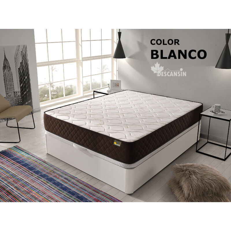 

Descansin - Pack Colchón + Canapé Abatible Descansín | 160 x 200 | Blanco | Máxima Comodidad | Gran Almacenaje