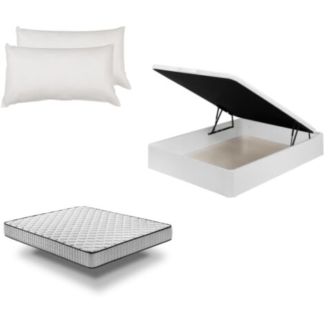 Pack Canapé de madera Blanco + Colchón PRO Nature + Almohada Fibra 190cm