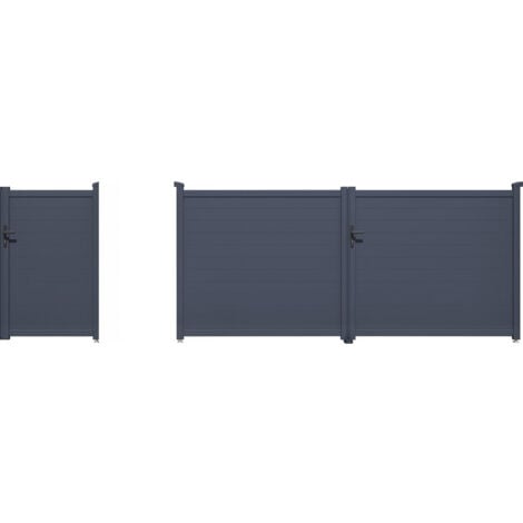 HABITAT ET JARDIN Pack cancela + puerta peatonal "Marc" - Gris