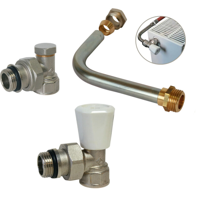 Kit raccordement radiateur avec robinet manuel - à visser Mâle 1/2' (15/21) - Somatherm