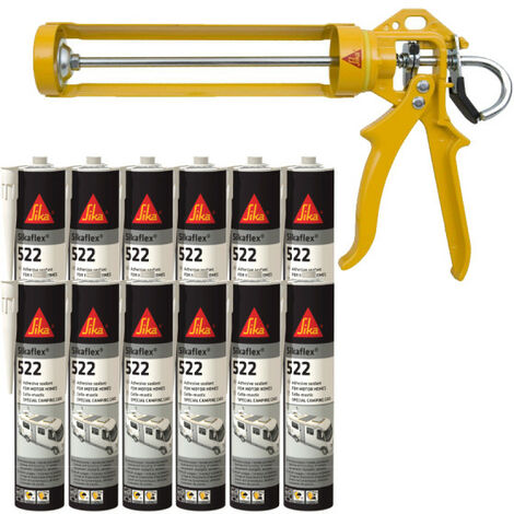 Pack Caravan SIKA - 12 colles mastic Sikaflex 522 Caravan 300ml - Pistolet manuel MK2 EVO 300 ml - Blanc