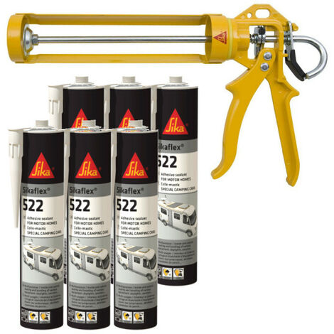 Pack Caravan SIKA - 6 colles mastic Sikaflex 522 Caravan 300ml - Pistolet manuel MK2 EVO 300 ml - Blanc