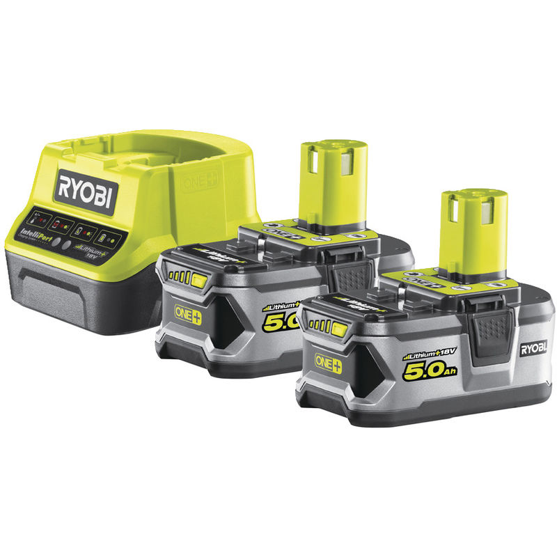 

Pack cargador 1 h + 2 baterias 18 V - 5 Ah Litio-Ion - RC18120-250 - RYOBI