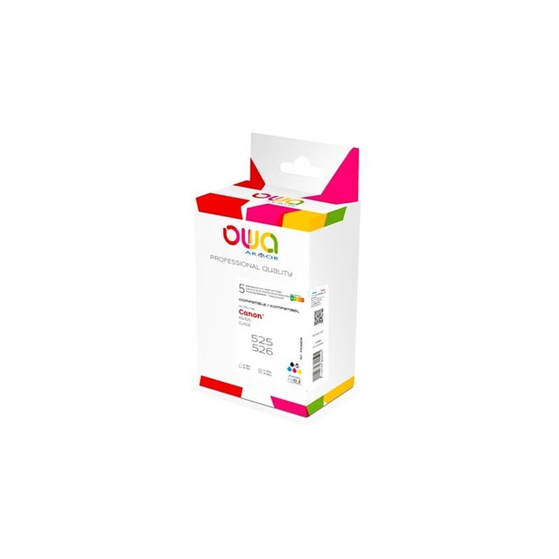 Pack cartouche owa Compatible Canon PGI525 noire + CLI526 noire + 3 CLI526 5 couleurs pour imprimante jet d'encre