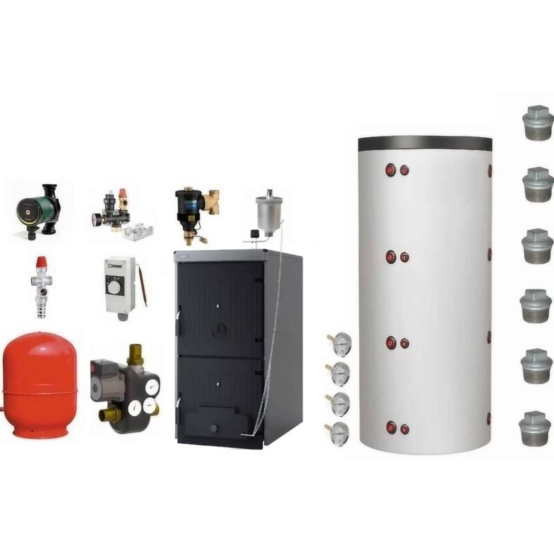Klimosz - Pack chaudière bois 25 -30 Kw avec ballon tampon, unité de charge, vase expansion ... Wally s 4