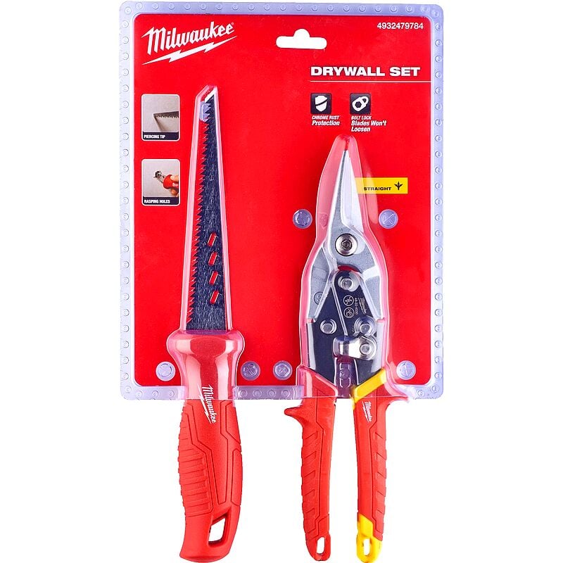 Milwaukee - Kit cloison sèche scie guichet pour placo + pince cisaille - lame affûtée inox