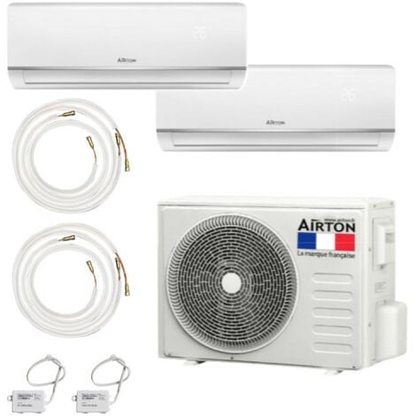 Pack Climatiseur reversible bi-split AIRTON - A Poser Soi-meme - 2500W - 2500W - Readyclim 2x6M - WIFI