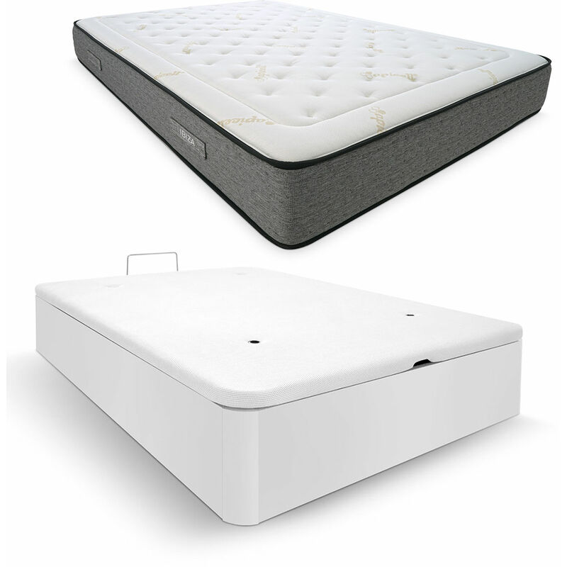 

Somnia Descanso - Pack Colchón Muelles Ensacados Ibiza + Canapé Extra-Reforzado | Color Blanco 135 x 190 | Montaje Incluido - Blanco