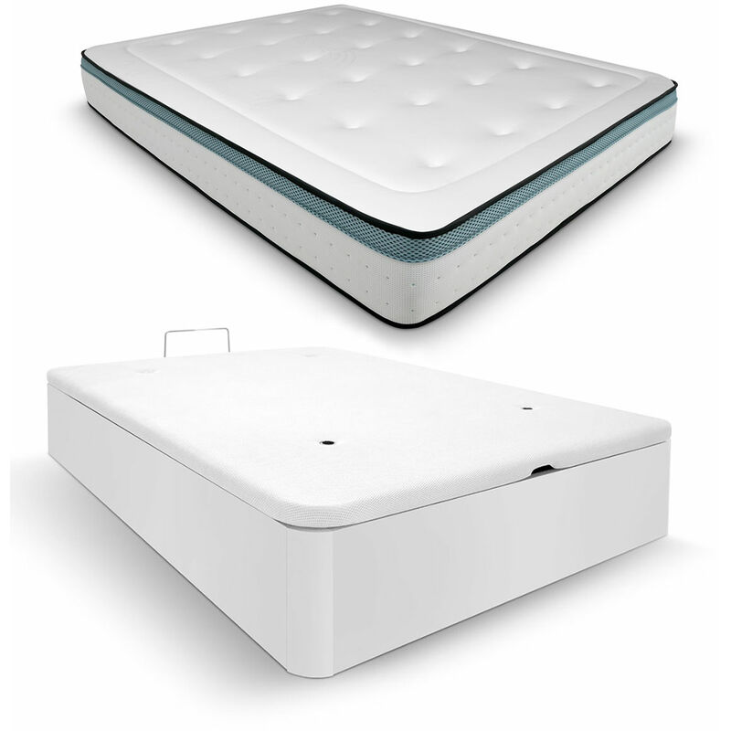 

Pack Colchón Viscoelástico Bio Max + Canapé Madera Extra-Reforzado | Color Blanco 135 x 180 | Montaje Incluido - Blanco