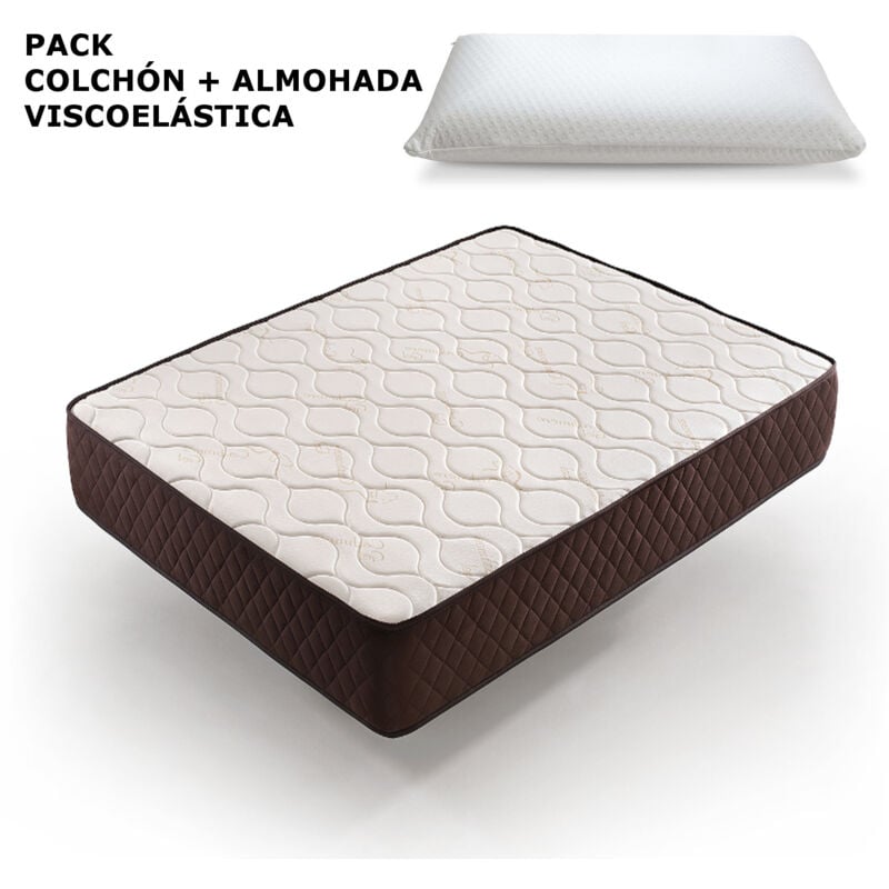 

Pack Colchón + Almohada Viscoelástica Descansín | 150 x 200 | Gran Firmeza | Tejido Transpirable y Antiácaros
