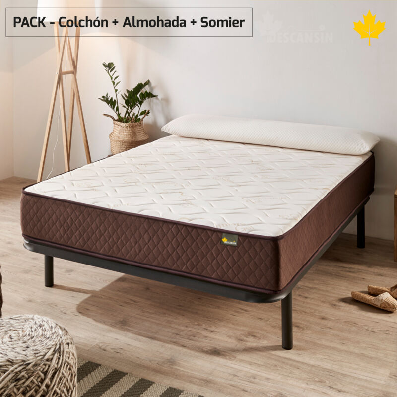 

Pack Colchón + Almohada Viscoelástica + Somier Descansín | 80 x 180 | Gran Firmeza | Material Resistente