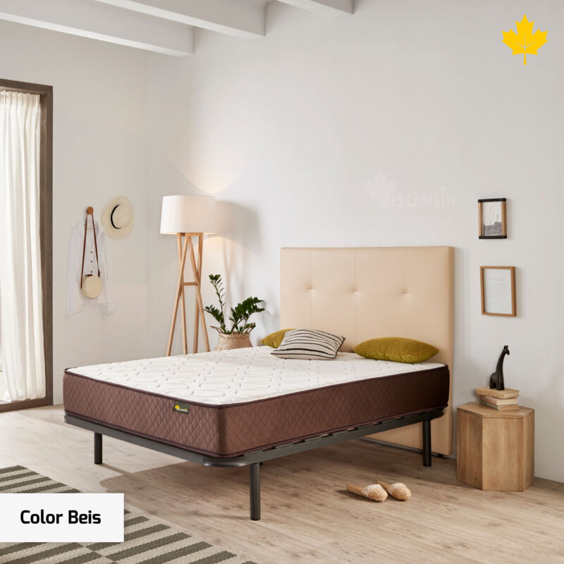 

Pack Colchón + Cabecero Tapizado + Somier Descansín | 105 x 190 | Beis | Fácil Montaje | Maximiza tu Descanso