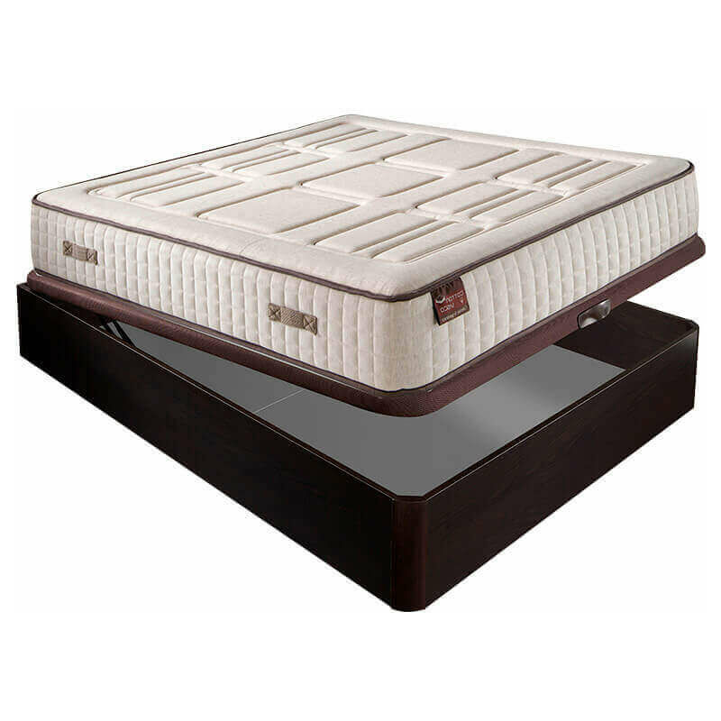 

Colchón Hr Cotton con visco 27 cm extra firme transpirable + Canapé abatible madera 3D transpirable altura 34 cm | 90x190cm - Wengue