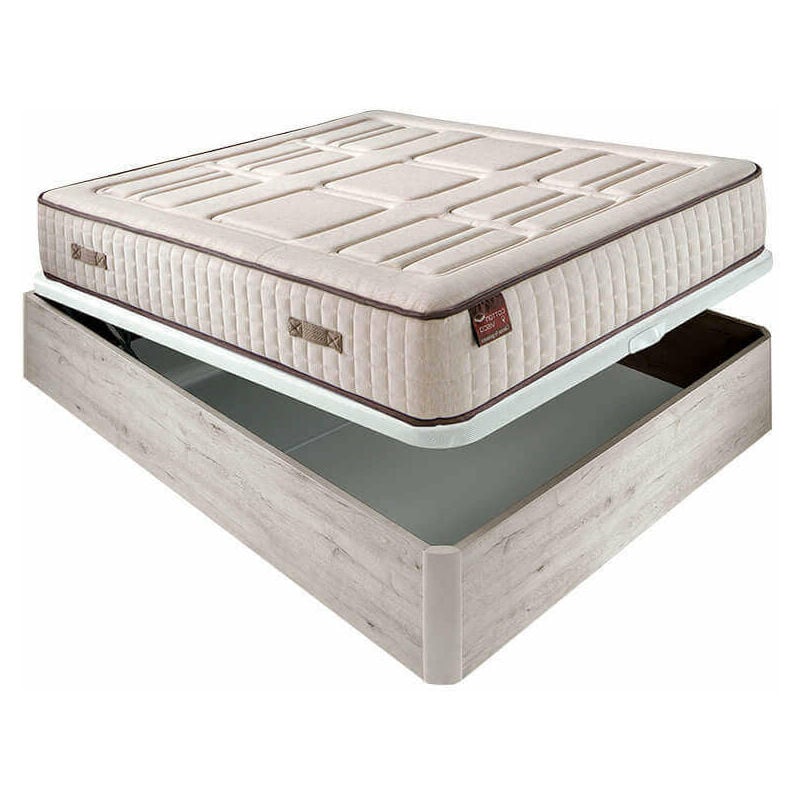 

Colchón Hr Cotton con visco 27 cm extra firme transpirable + Canapé abatible madera 3D transpirable altura 34 cm | 90x190cm - Nordico