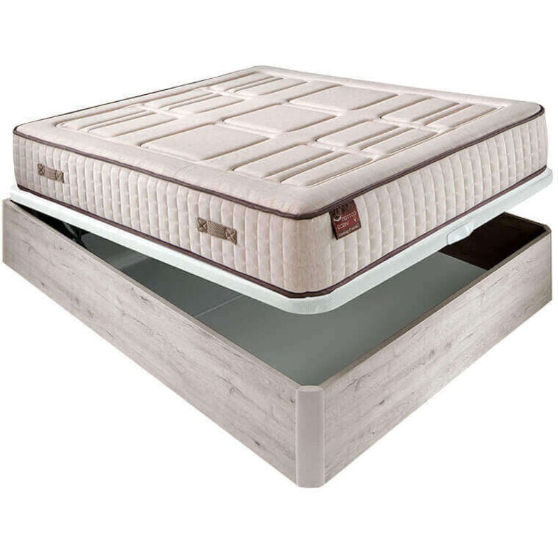 

Colchón Hr Cotton con visco 27 cm extra firme transpirable + Canapé abatible madera 3D transpirable altura 34 cm | 90x200cm - Nordico