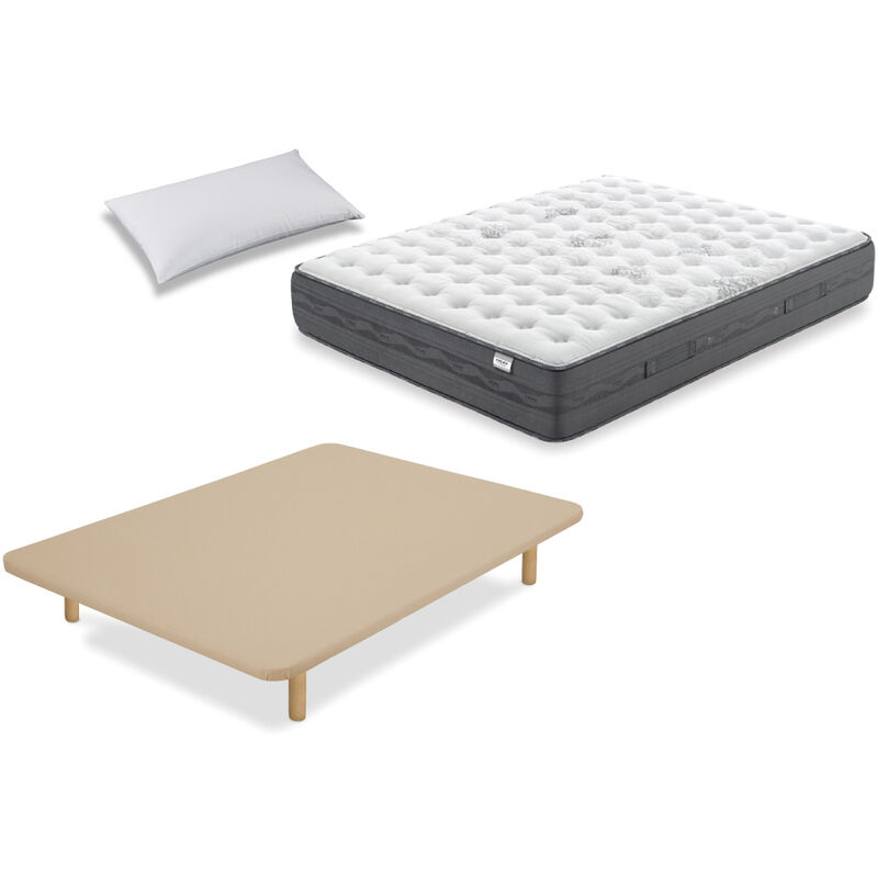 

PACK COLCHON NIMBUS VISCO 90x182 + BASE TAPIZADA REFORZADA BEIGE + ALMOHADA LIDER - Flex