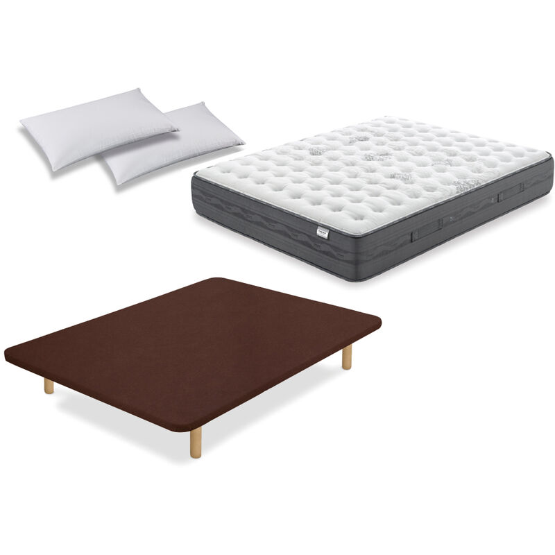 

PACK COLCHON NIMBUS VISCO 135x182 + BASE TAPIZADA REFORZADA MARRON + ALMOHADA LIDER - Flex