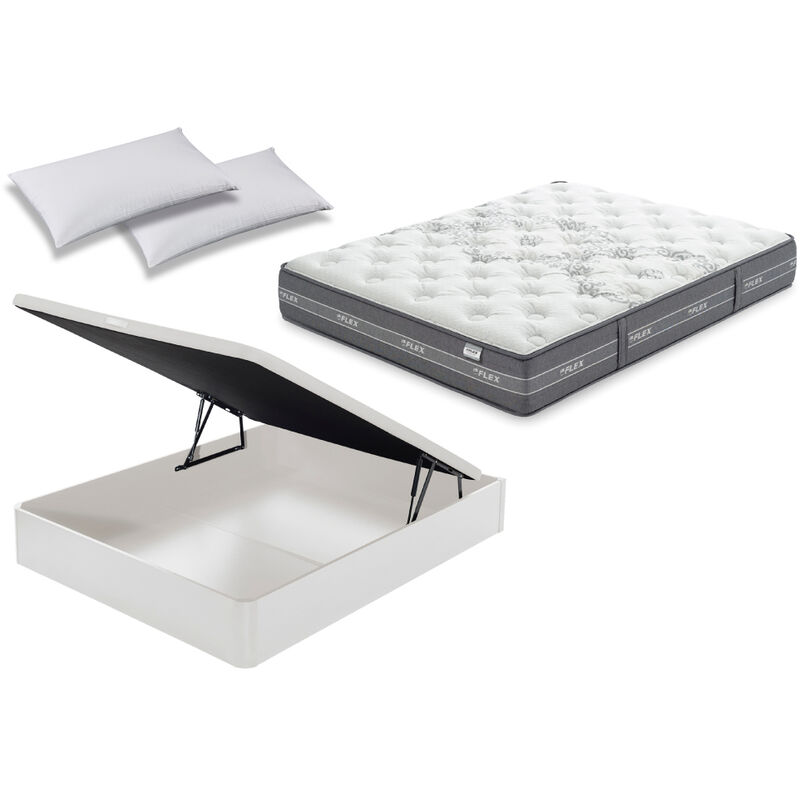 

PACK COLCHON NUBE VISCO 135x200 + CANAPE ABATIBLE REFORZADO BLANCO + ALMOHADA LIDER - Flex