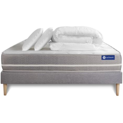 Pack Colchón gris látex y espuma viscoelástica 140 x 190
