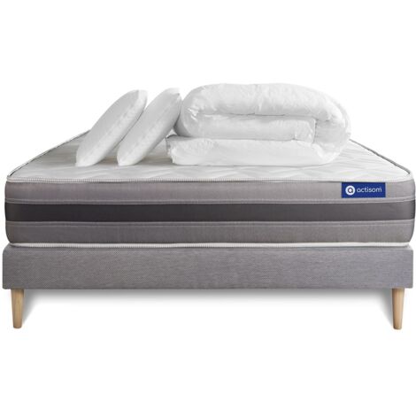 Pack Colchón gris látex y espuma viscoelástica 140 x 190