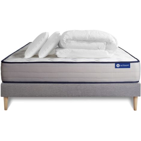 Pack Colchón gris látex y espuma viscoelástica 140 x 200