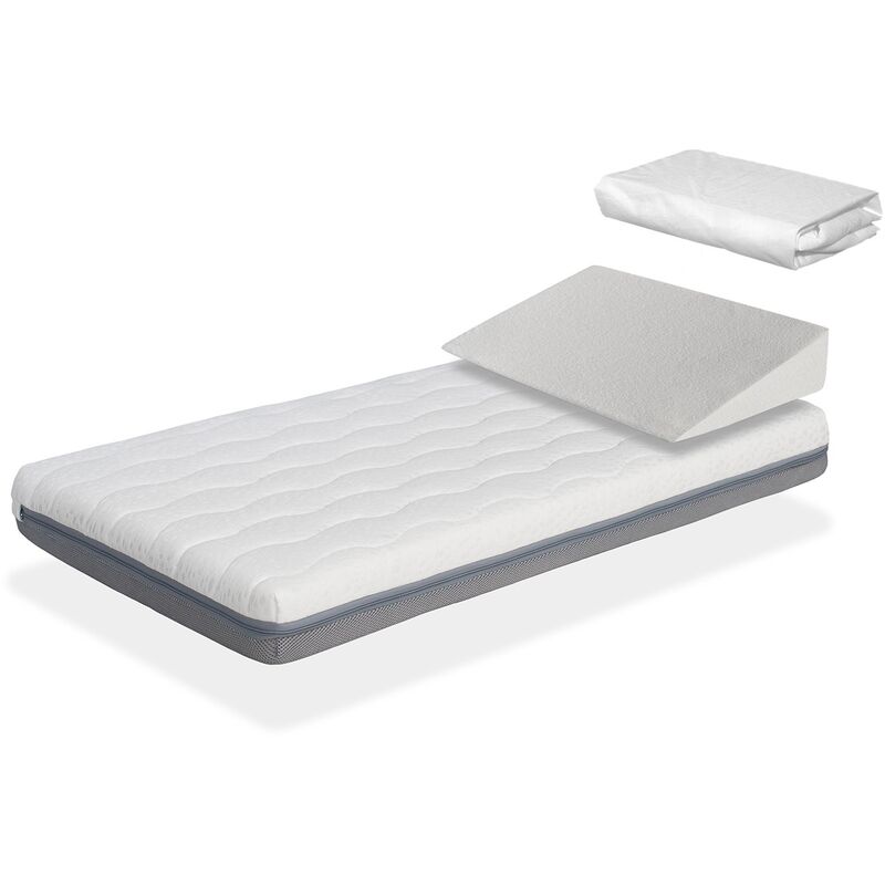 

Pack colchon Kala 67x137 cm H 11 cm + almohada elevadora 15 + sabana protectora 67x137 cm