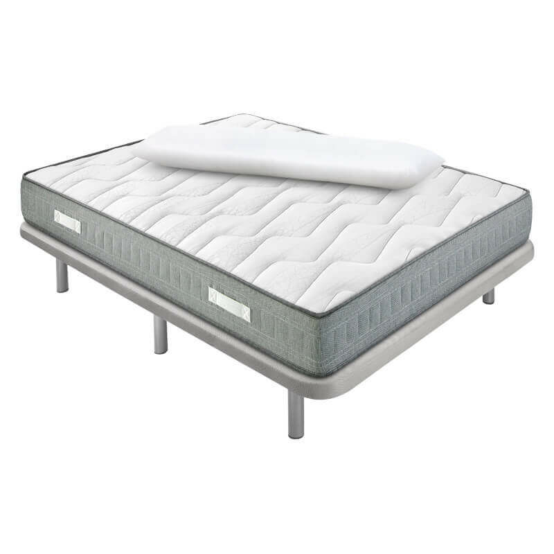 

Pack Colchón muelles ensacados Pocket 22 cm con visco + Base tapizada partida 3D reforzada con 5 barras transversales | 90x190cm