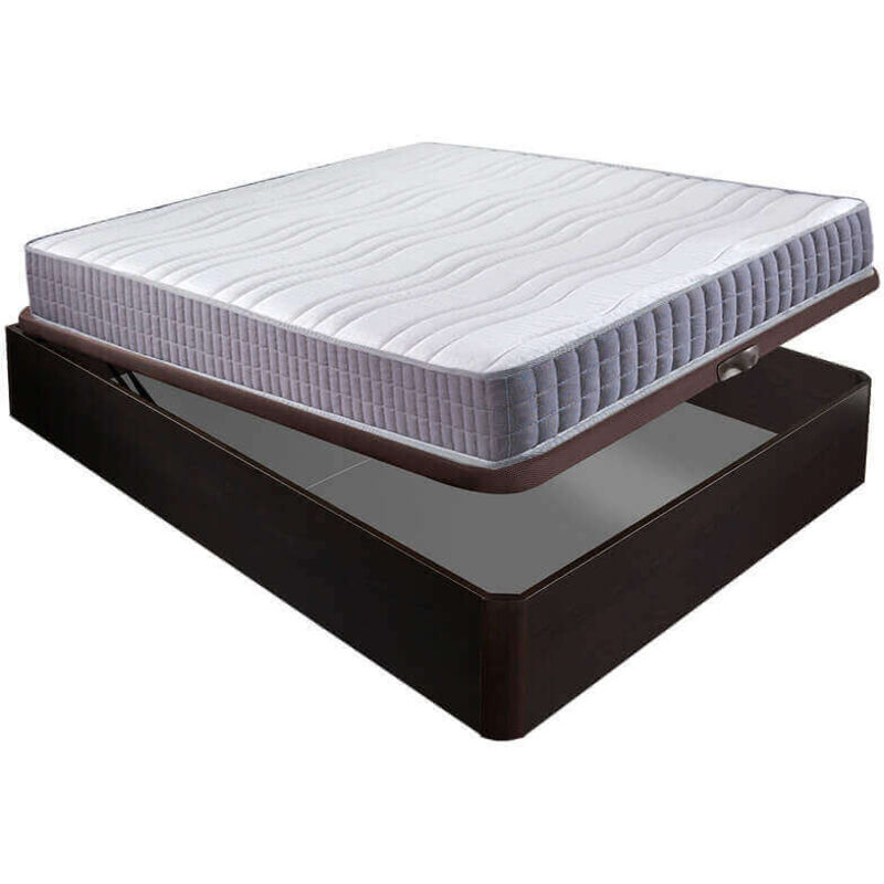 

Colchón visco Line 19 cm firmeza alta suavidad y económico + Canapé abatible madera 3D transpirable altura 34 cm | 90x190cm - Wengue