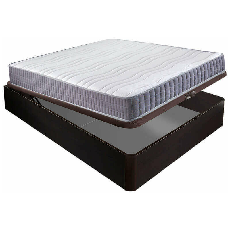 

Colchón visco Line 19 cm firmeza alta suavidad y económico + Canapé abatible madera 3D transpirable altura 34 cm | 135x182cm - Wengue