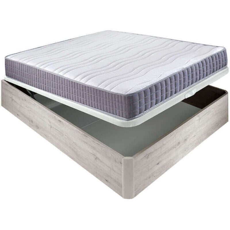 

Colchón visco Line 19 cm firmeza alta suavidad y económico + Canapé abatible madera 3D transpirable altura 34 cm | 160x200cm - Nordico