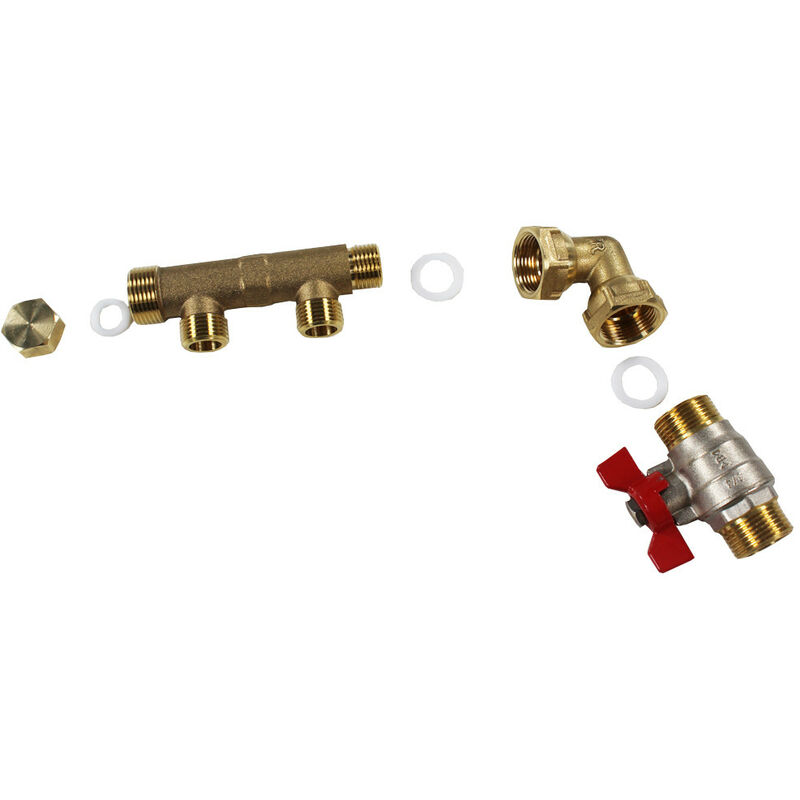Pack collecteur distribution sanitaire/chauffage m 3/4' (20/27) - f 1/2' (15/21) - 2 Sorties Verticales Mâles 1/2' (15/21) - 1 Sortie Horizontale