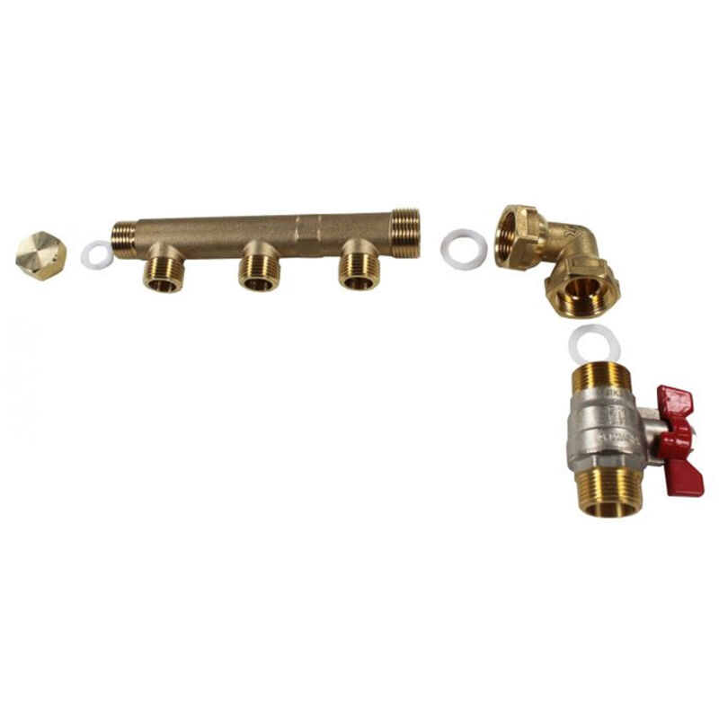 Pack collecteur distribution sanitaire/chauffage m 3/4' (20/27) - f 1/2' (15/21) - 3 Sorties Verticales Mâles 1/2' (15/21) - 1 Sortie Horizontale