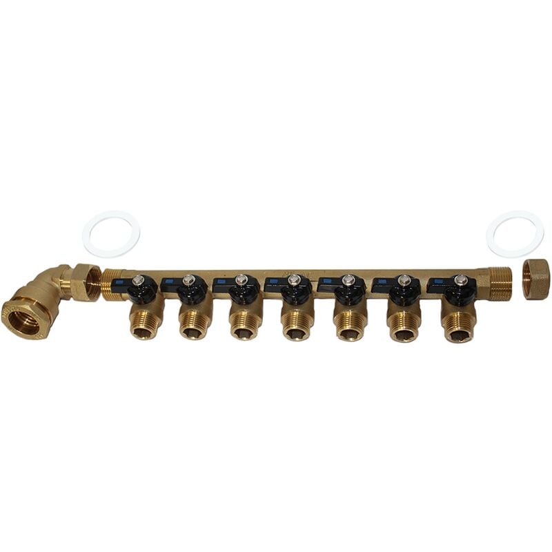 Pack collecteur sanitaire eau-froide 3/4'' (20/27) 7 départs mâle 1/2' (15/21) - alimentation pehd Ø25