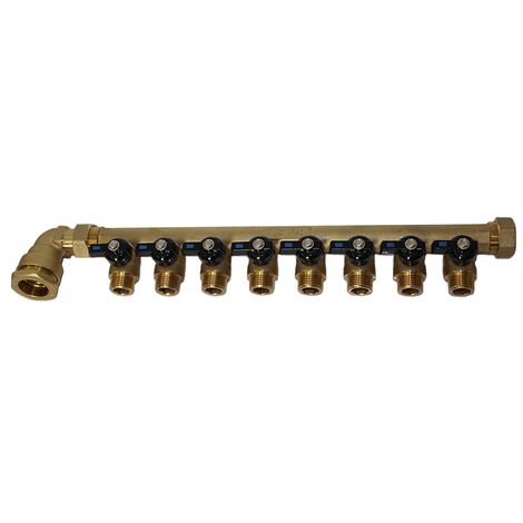 Pack collecteur sanitaire eau-froide 3/4'' (20x27) 8 départs mâle 1/2'' (15x21) alimentation PEHD Ø25 joints fibres - Arcanaute