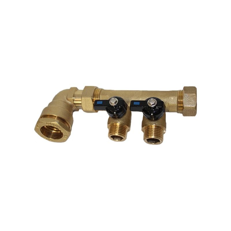 Pack collecteur sanitaire eau-froide 3/4'' (20x27) 2 départs mâle 1/2'' (15x21) alimentation pehd Ø25 Arcanaute