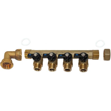 Pack collecteur sanitaire eau-froide ou eau-chaude ou chauffage 3/4'' (20/27) 4 départs mâle 1/2'' (15/21) - Arcanaute