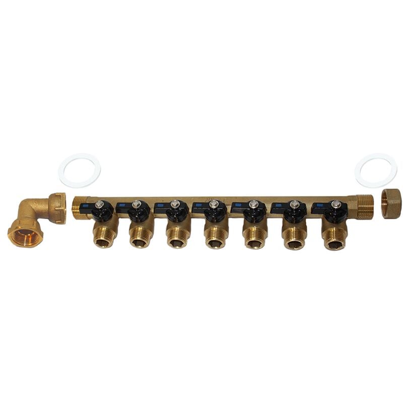 Pack collecteur sanitaire eau-froide ou eau-chaude ou chauffage 3/4'' (20/27) 7 départs mâle 1/2'' (15/21) - Arcanaute