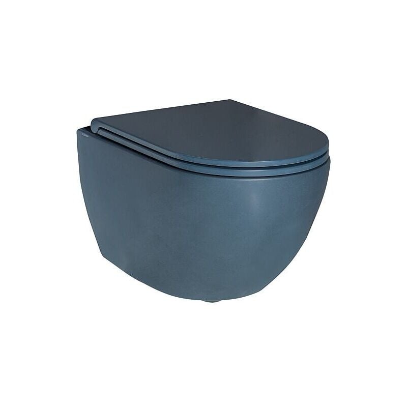 Pack combiné Elanda wc suspendu à fond creux, bleu royal mat, sans bord de chasse + Abattant wc Softclose