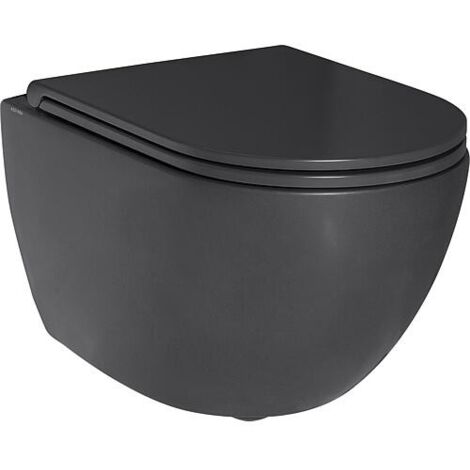 Pack combiné Elanda WC suspendu à fond creux, noir mat, sans bord de chasse + Abattant WC Softclose