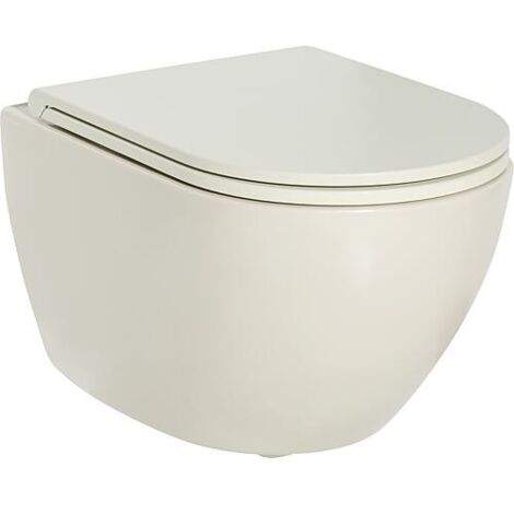 Pack combiné Elanda WC suspendu à fond creux, perle mat, sans bord de chasse + Abattant WC Softclose