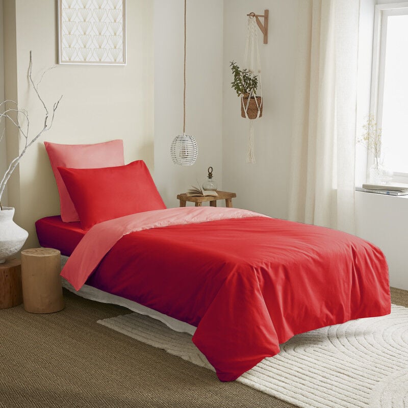 Pack complet 4 pièces Capucine/Clémentine réversible housse de couette pour lit 90 x 190 cm