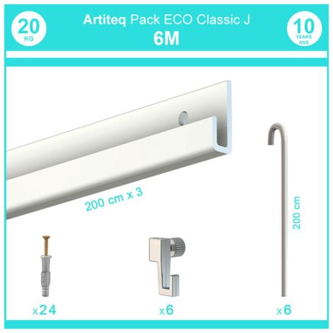 Pack 30 mètres cimaise Classic + Gallery couleur Blanc - Solution  d'accrochage pour décoration murale lourde