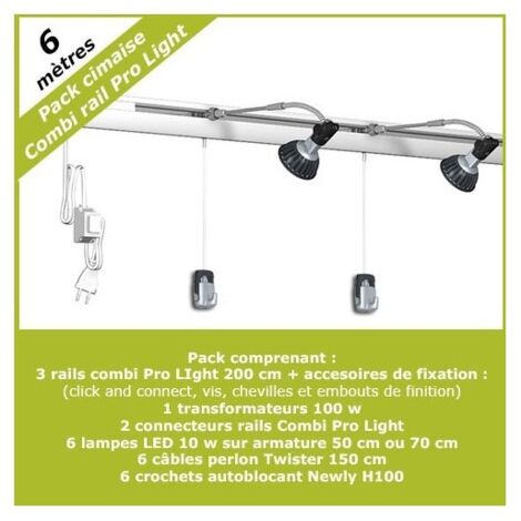 Pack 10 mètres cimaises rails Crochets X pour accrocher cadres et tableaux  - Fixation murale