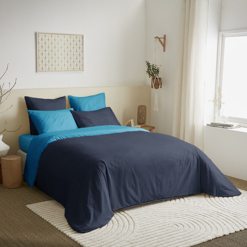 Univers Decor - Pack complet 6 pièces Marine/Turquoise réversible housse de couette pour lit 180 x 200 cm 'King size'