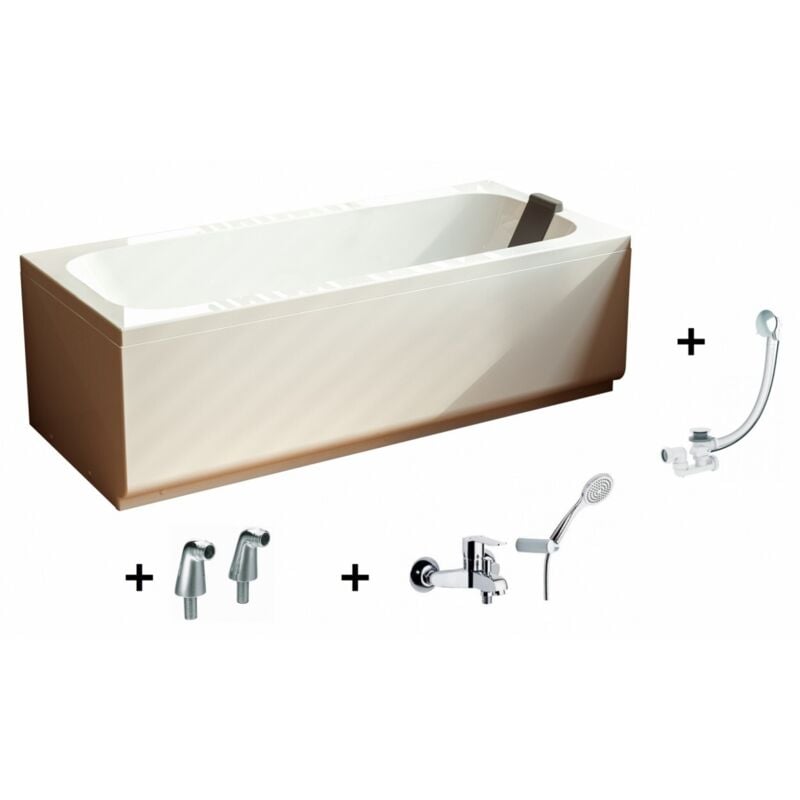 Sanitaire - Pack complet baignoire pop 150x70 avec Robinetterie et vidage