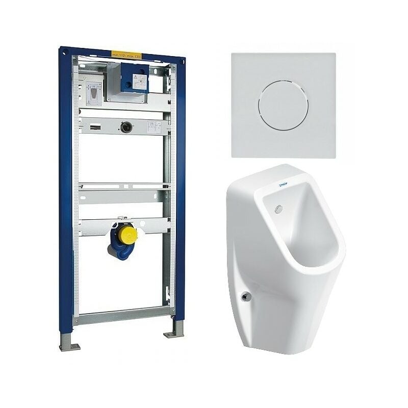 Pack complet Bâti support urinoir Geberit et Urinoir Duravit No. 1, sans rebord, entrée par l'arrière